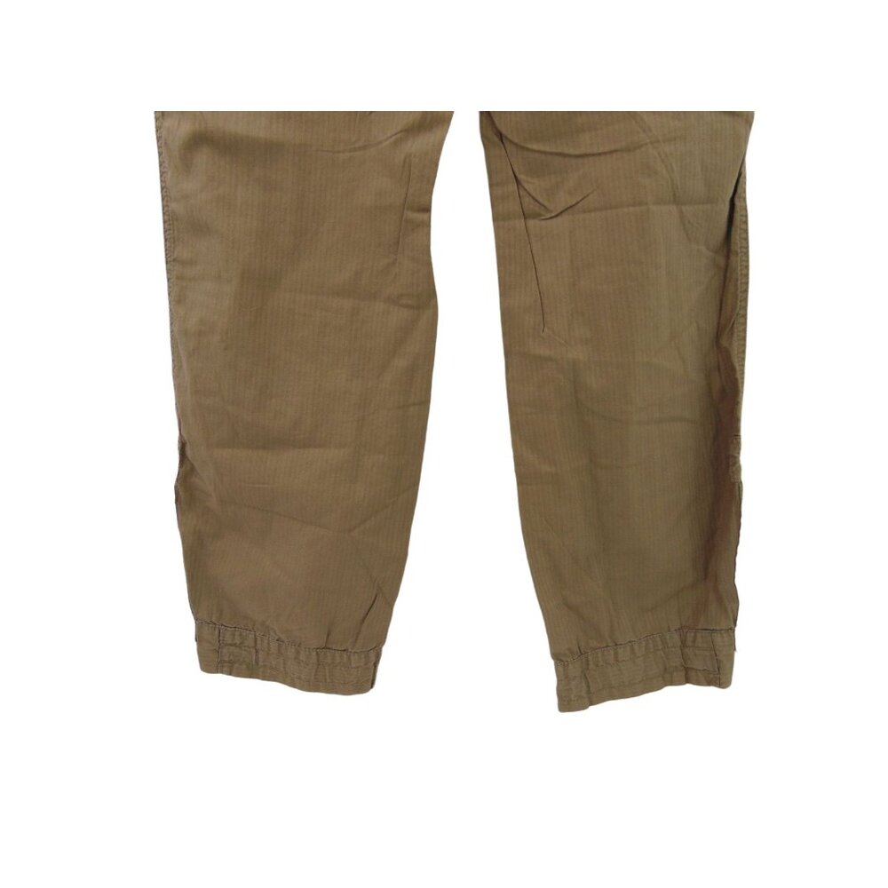 Hei Hei Anthropologie Green Pants 4 Shadow Stripe Cargo Pockets Low Rise Zipper - Picture 7 of 12